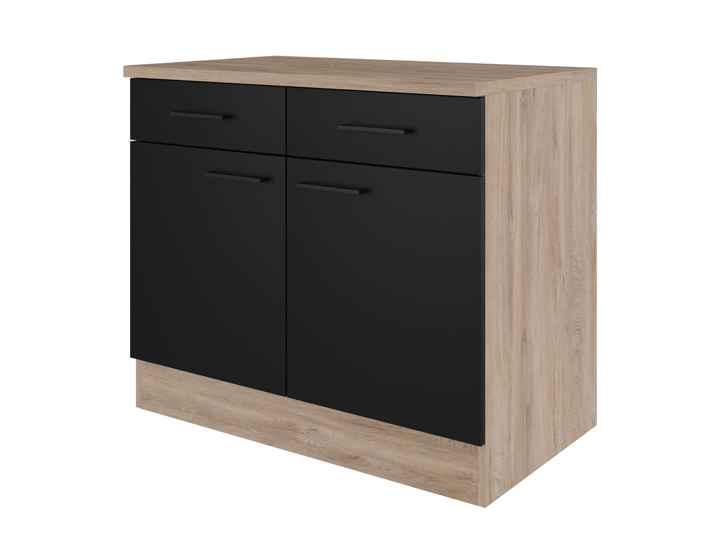 Hängeschrank Küche - 60 cm breit - Schwarz matt Endgrain Oak – Capri