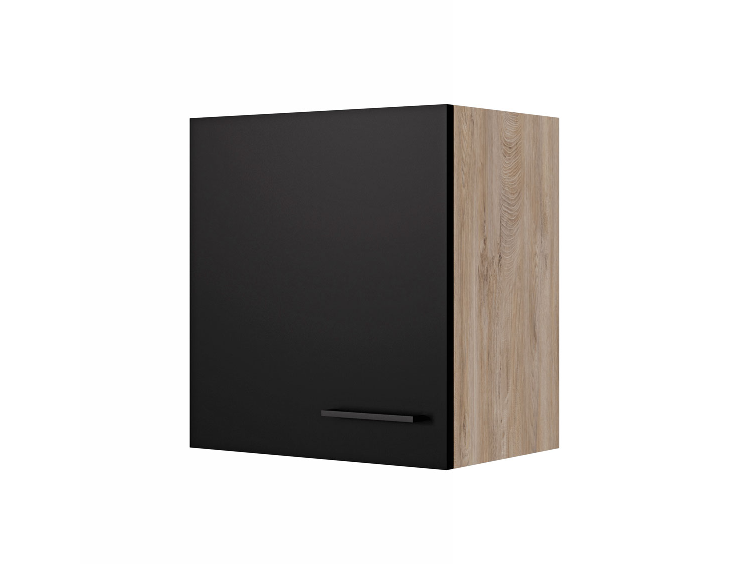 Hochhängeschrank Küche - 50 x 89 cm breit - Schwarz matt Endgrain Oak –  Capri