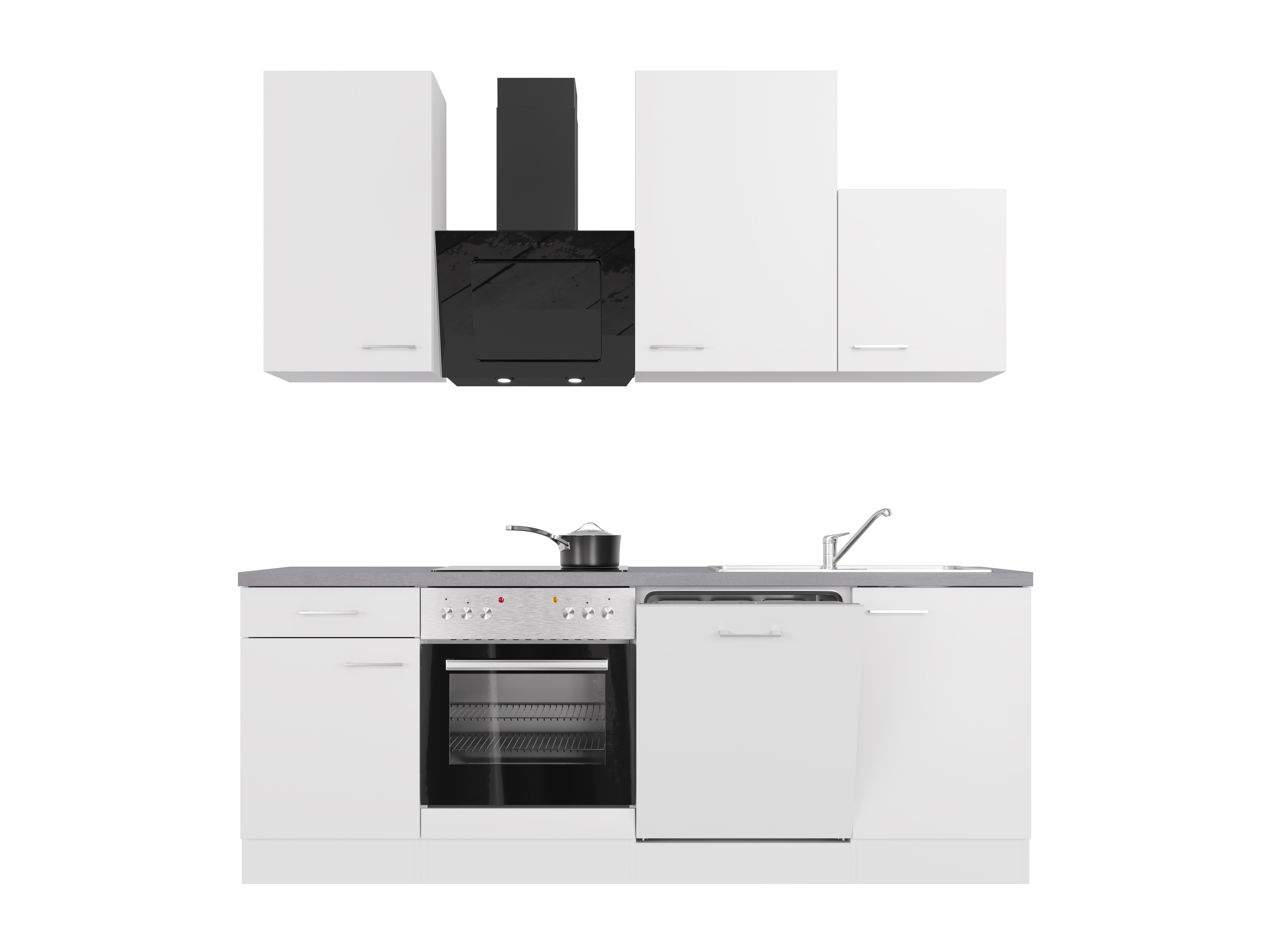 Küchenzeile mit E-Geräten & Nawa breit - Weiß – cm - Geschirrspüler 220