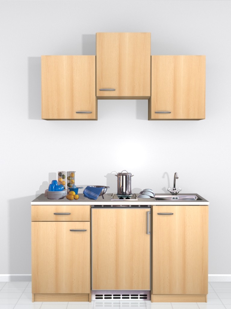 Singleküche mit E-Geräten - 210 cm breit - Anthrazit San Remo Eiche – Lino