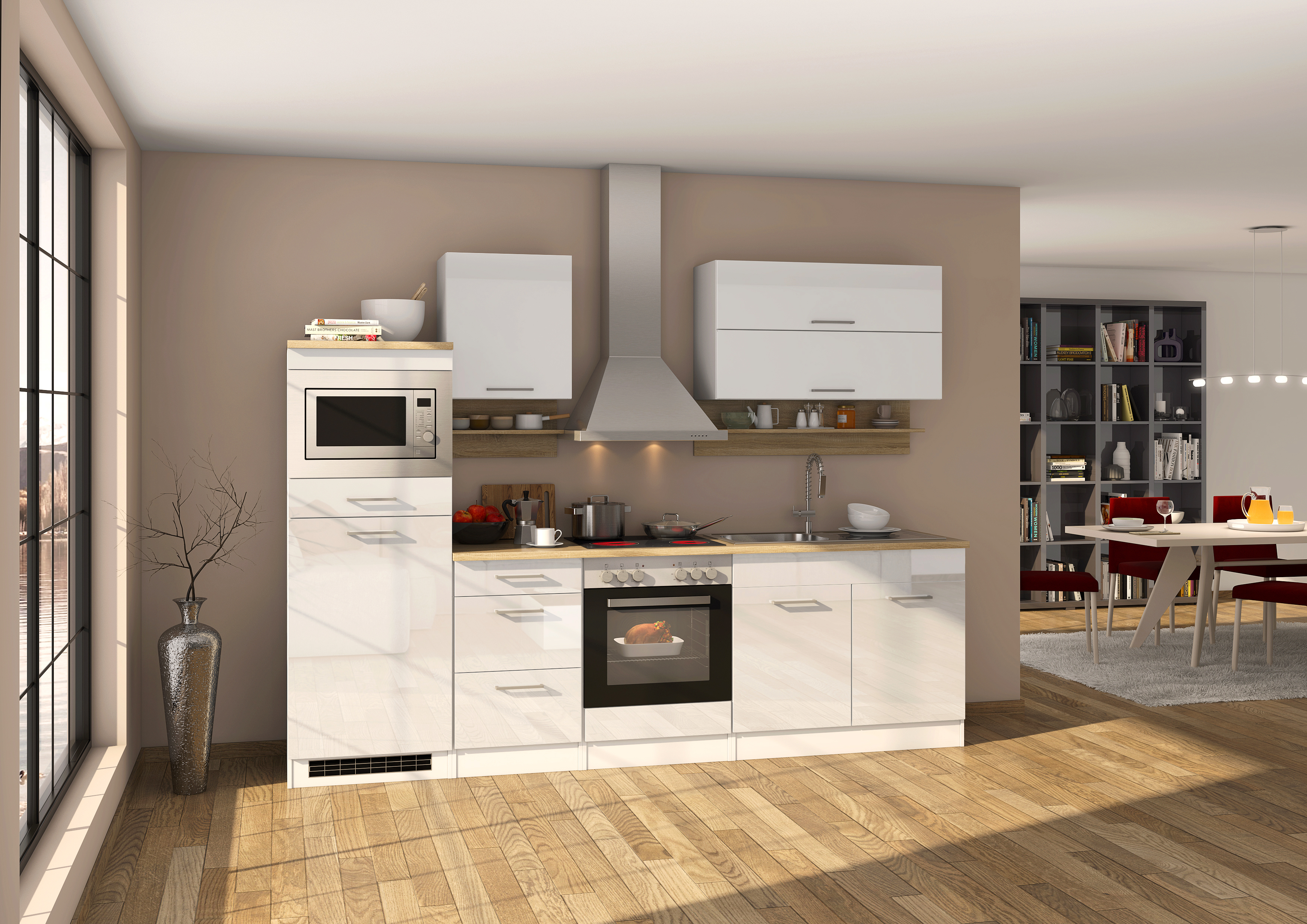 Küchenzeile mit E-Geräten - Witus breit - Weiß – cm 210