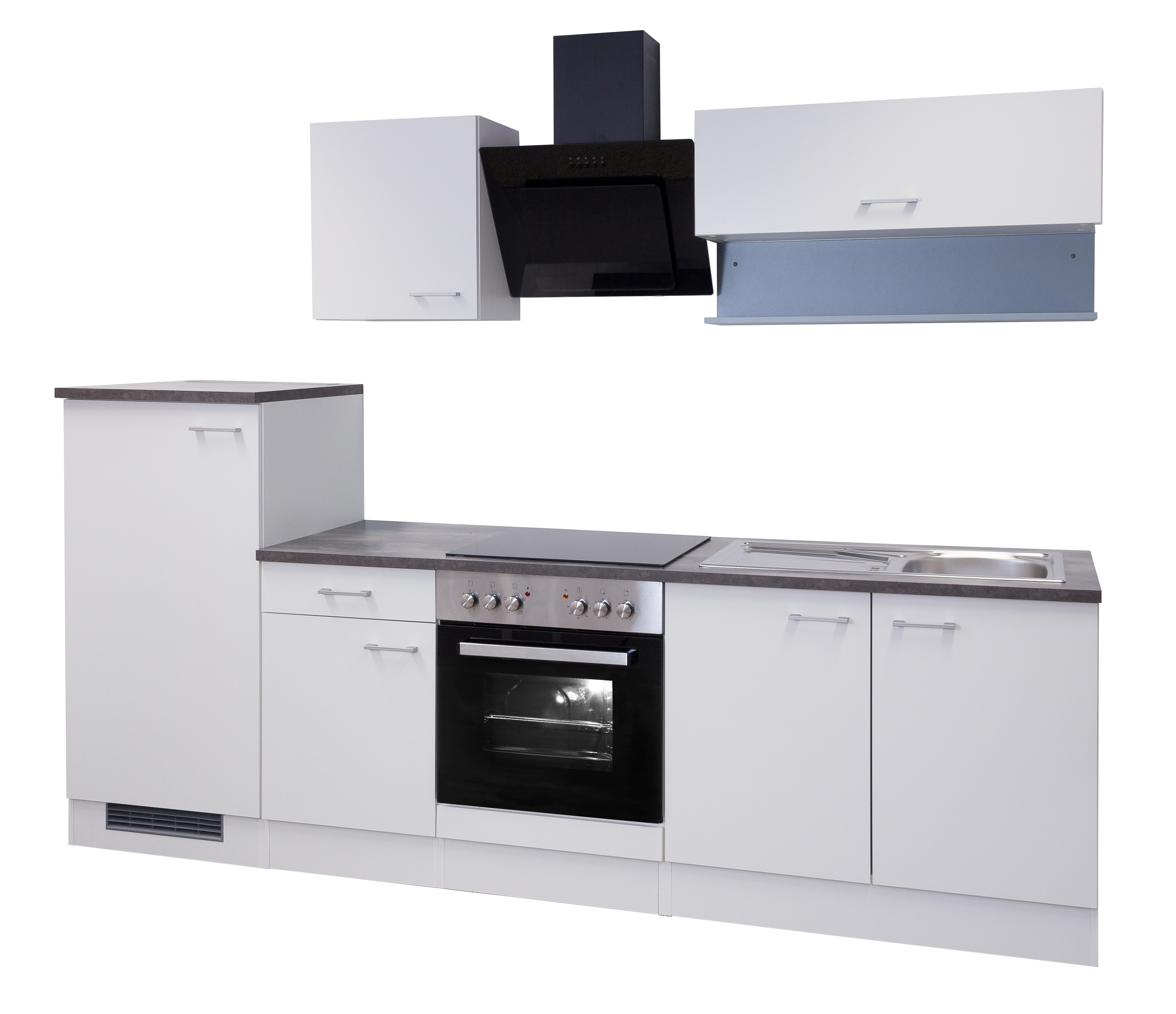 E-Geräten Weiß mit 270 - Küchenzeile cm – breit Toska -