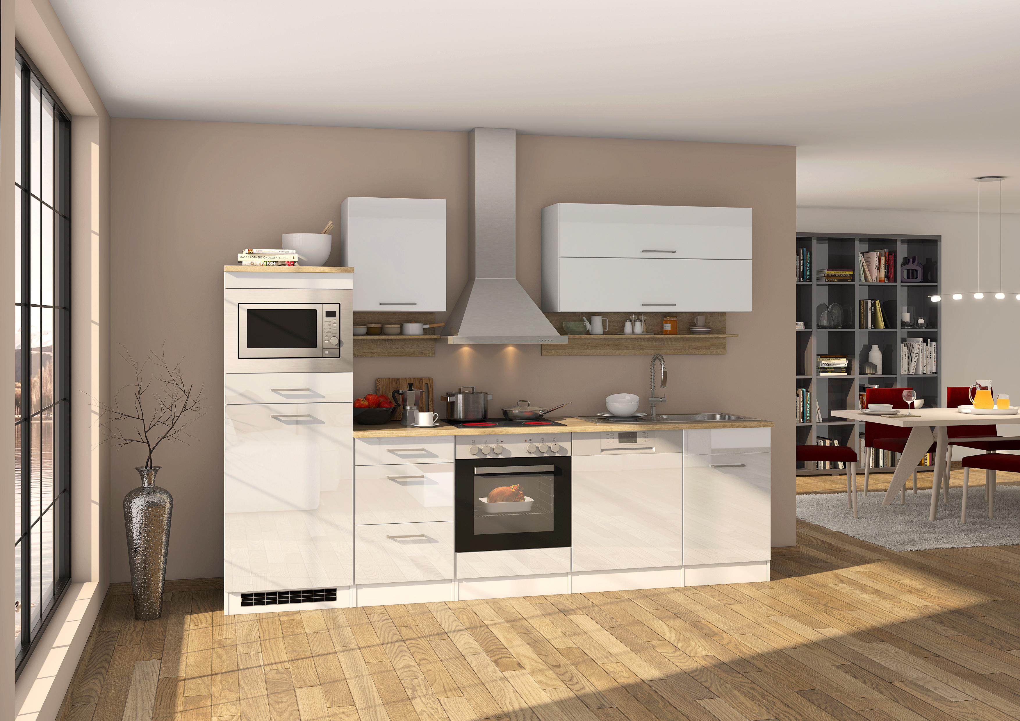 E-Geräten mit Küchenzeile – cm - 210 - Witus Weiß breit
