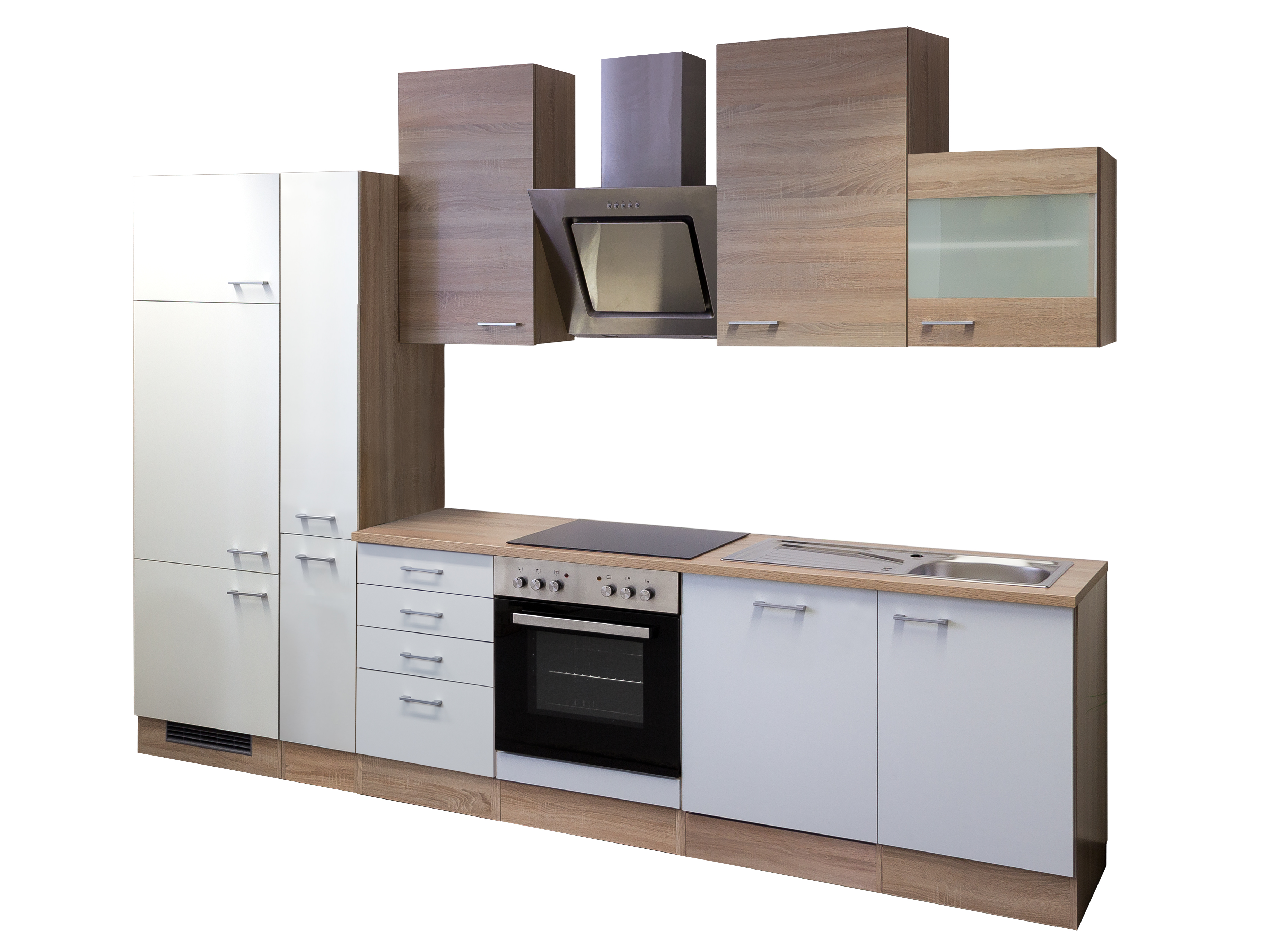 Küchenzeile 300 cm mit Elektrogeräten günstig >>