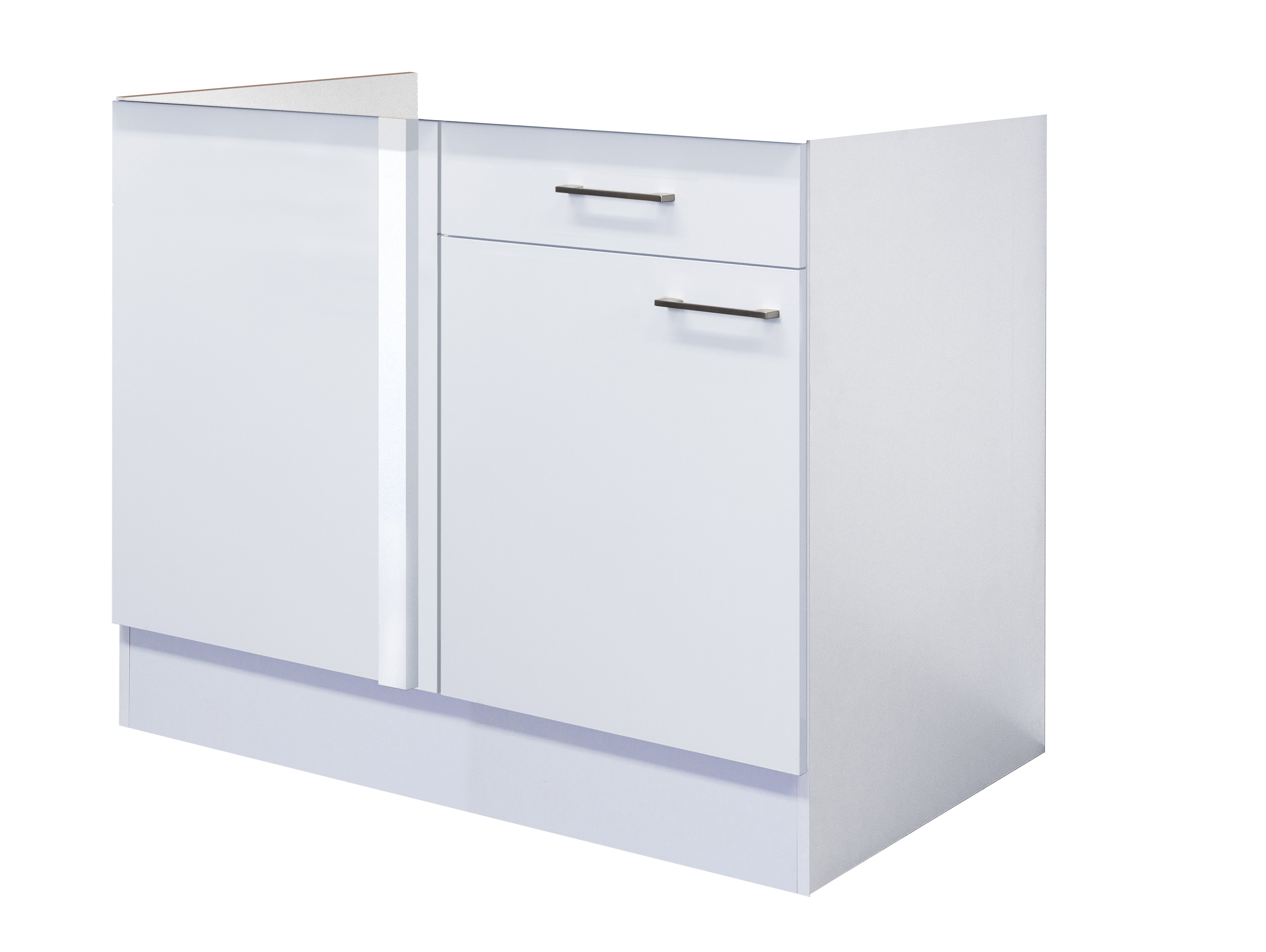 Eckunterschrank Küche ohne Arbeitsplatte - 100 cm breit - Weiß – Nawa