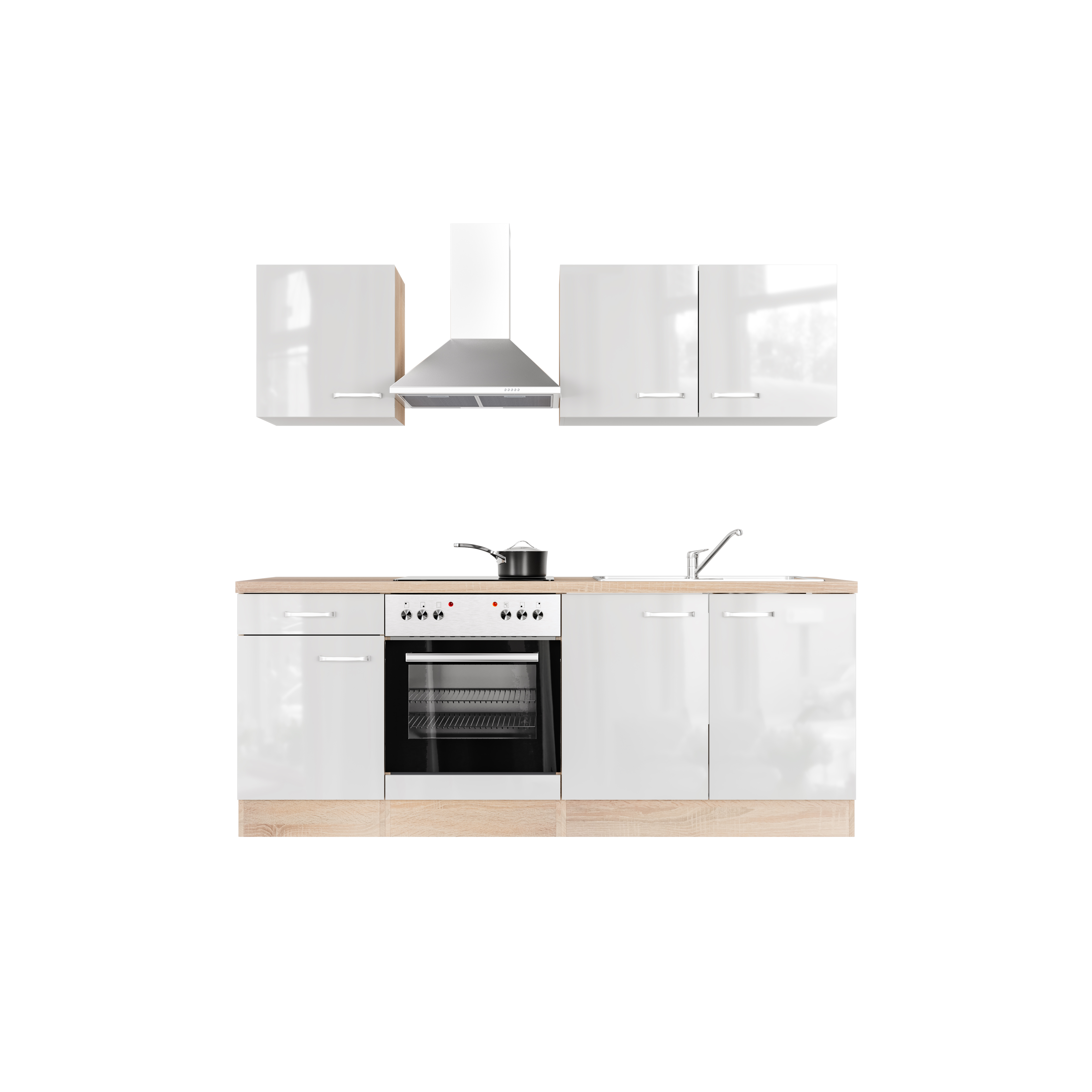 Küchenzeile breit cm Geschirrspüler E-Geräten 220 mit Nawa Weiß – & - -